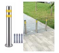 Reflective Stainless Steel Parking Bollards - 100cm/40in Durable Driveway Safety Post for Crowd Control, Traffic Management, Industrial Use (Single Pack)
