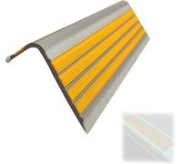 Reflective Stair Nosing, Anti-Slip and Phosphorescent Protection Strips, Rubber Corner Strip, Width 2.5 x cm(Yellow,L:500cm/16.4ft)