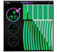 Reflective Stickers for Bikes (18pc Brilliant-Gre)-Waterproof, High Visibility Bike Stickers for Flat Surfaces-Nighttime Safety Reflective Stickers for Helmet,Bicycle & Motorcycle-Adhesive Reflectors