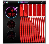 Reflective Stickers for Bikes (18pc Brilliant-Red)-Waterproof, High Visibility Bike Stickers for Flat Surfaces-Nighttime Safety Reflective Stickers for Helmet,Bicycle & Motorcycle-Adhesive Reflectors