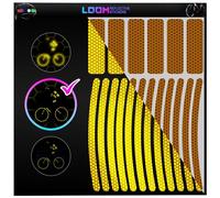 Reflective Stickers for Bikes 18pc (Yell)-Waterproof, High Visibility Bike Stickers for Flat Surfaces-Nighttime Safety Reflective Stickers for Helmet,Bicycle & Motorcycle-Adhesive Bicycle Reflectors