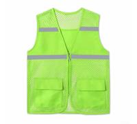 Reflective Strip Mesh Vest for Summer Workwear, Casual Unisex Style for Various Occasions (3XL Green)
