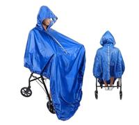 Reflective Strip Waterproof Rain Poncho for Wheelchair Mobility Old Scooter Large Wind Proof Cape Raincoat Cloak with Hood for Mobility Scooter & Wheelchairs(Blue)