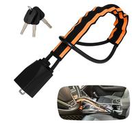 Reflective Stripe Titan Steering Wheel Lock, Seat Belt Lock, Car Anti-Theft Lock Device, Wheel Locks Suitable for Car, SUV, Pickup, Jeep, RV with 3 Keys, (Orange)
