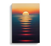 Reflective Sunset Brown, Peach, Teal Canvas Print | Gallery Wrapped 30mm Frame Wall Art | 30x20 inches | Ready to Hang | Contemporary Landscape Picture | Living Room Bedroom Lounge Office