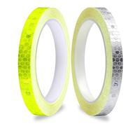 Reflective Tape 2 Rolls, 10mm x 8M High Visibility Adhesive Safety Warning Tape for Outdoor Vehicles & Bikes, Waterproof Reflector Stickers