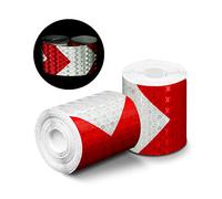 Reflective Tape, 2pcs 3m*50mm High Intensity Prismatic Waterproof Arrow Shape Reflective Safety Warning Tape Vinyl Roll Self-Adhesive Security Marking Tape (Red&White)