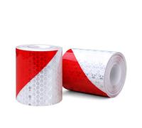 Reflective Tape, 2pcs 3M*50mm High Intensity Prismatic Waterproof Inclined Shape Reflective Safety Warning Tape Vinyl Roll Self-Adhesive Security Marking Tape (Red&White)
