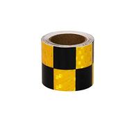 Reflective Tape, Checkered Waterproof Safety Warning Tape, 5cm x 3meters Self-Adhesive Reflective Stickers for Car Truck Motorcycle Boat Trailer,Black Yellow