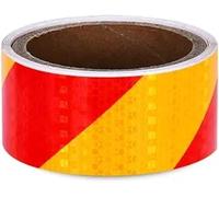 Reflective Tape, Reflective Tape Safety Warning Tape 2 Inch x 9.8 Feet (5cm x 3m) PVC Multicolor 1 Roll(Red Yellow)