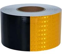 Reflective Tape, Self-Adhesive Reflective Tape Multicolor Multiple Sizes PVC 50m(Black Yellow,10 cm x 50 m)