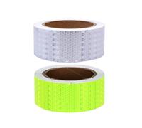Reflective Tape Warning Sticker High Intensity Reflector Tape, 2 Pack Waterproof Safety Tape Self-Adhesive Security Marking Tape for Motorcycle Bike on Night, White + Fluorescent Yellow, 9M x 5CM