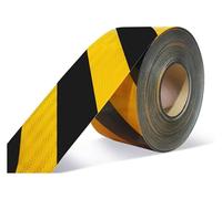 Reflective Tape,Warning Tape,Hazard Warning Reflective Tape Twill Safety Tape Waterproof Self Adhesive Barrier Tape Floor Marking Tape(Black+yellow)