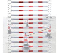 Reflective Traffic Cone Connecting Rods - Portable Construction Barriers - 12 Pack Red-White -Flexible Safety Caution for Road Work & Event Management
