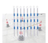 Reflective Traffic Cones with Connecting Rods - Portable Safety Barriers for Construction Sites - 8 Pack (Blue-White) -& Easy to Set Up