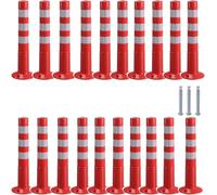 Reflective Traffic Delineator Posts for Event Safety 20 Pack Red & White Traffic Cones Durable Elastic Columns with Screws Ideal for Construction Sites & Outdoor Use
