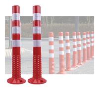 Reflective Traffic Safety Bollards - 30 Inch Black & White 4 Pack for Driveways, Parking, Home Garage, Street Decor & Traffic Control