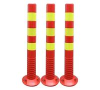 Reflective Traffic Safety Bollards, Flexible Commercial Access Posts with Warning Cone (Red & Yellow, 2 Pcs) -, Weather-Resistant Safety Barriers for Driveways and Parking Areas