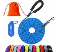 Reflective Training Leads for Dogs, 1.5M 3M 5M 10M 15M 20M 25M 30M Long Line Dog Lead with Double Clip and Soft Rubber Handle, Strong Recall Training Leash for Small Medium and Large Dogs