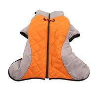 Reflective Turtleneck Dog Vest Thickening Warm Winter Coat Cold Weather Jacket for Medium Large Dogs Indoor Outdoor Activities Polyester Cotton Grey Orange (4XL)