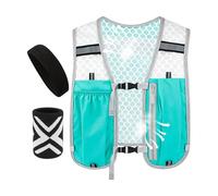 Reflective Walking Vest,Adjustable Sports Hydration Gear with Headband and Wristband - High Visibility Running Vest - for Men Women Outdoor Trail Training Fitness Walking Cycling Hiking