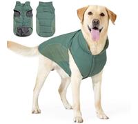 Reflective Waterproof Dog Winter Coat,Windproof Thermal Pet Vest with Traction Hole,High Neck Elastic Belly Dog Cold Weather Jacket for Small Medium Large Dogs_2XL(Green)