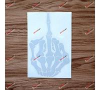 Reflective White 15.2cm Skull Middle Finger Decal Sticker Skeleton Bone Car Computer Window Vinyl no bkgrd