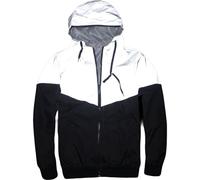 Reflective Windbreaker Waterproof Jacket Mens Windproof Color Shifting Night Visibility Jackets Hiphop Night Sporting Coat with Hood Grey