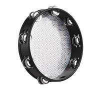 Reflective Wooden Tambourine Handbell, Lightweight and Portable 8-inch Double Row Jingle Hand Drum, Easy to Play, Ideal for Parties, Karaoke,with Sparkly Visuals (10-inch)