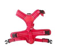 Reflective Y-Shaped Dog Harness Red Nylon Walk Vest S 15mm 51.5cm-59cm | Durable nylon construction with reflective safety strips and adjustable side buckles for a secure small dog fit