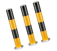 Reflective Yellow Driveway Security Posts - Heavy-Duty Steel Parking Barriers for Enhanced Entrance Protection & Traffic Safety, 7.5 x 75 cm, 3-Pack