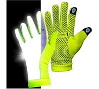 ReflecToes Reflective Winter Running Gloves - Touch Screen Compatible Warm Gloves -Thermal Fleece - Cold Weather Hi Vis Safety for Night Runs (M)