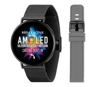 Reflex Active Series 42 Amoled Ultra Slim Smart Watch for Men Women with GPS, Heart Rate, Sleep Monitor, Step Counter, Black Mesh and Grey Silicone Strap Set For Android IOS