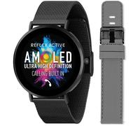 REFLEX ACTIVE Series 42 Smart Watch - Black with Black Mesh Strap & Grey Silicone Strap, Silver/Grey,Black