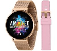 REFLEX ACTIVE Series 42 Smart Watch - Black with Rose Gold Mesh Strap & Pink Silicone Strap, Gold,Pink,Black
