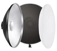 REFLEX CAMERA 16.8"/42cm Silver Beauty Dish Reflector with Honeycomb Grids and White Diffuser Sock for Bowens Mount Studio Strobe Flash Light for ideal Photography Lighting Compatible with Godox