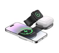 REFLEX CAMERA 3-in-1 Foldable Wireless Charging Station - 15W Fast Charger Compatible with iPhone, Apple Watch & AirPods, Compact Travel-Friendly Dock, Zinc Alloy Shell