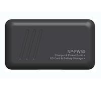 REFLEX CAMERA Dual NP-FW50 Battery Charger Box with SD Card Storage Compatible with Sony NP-FW50 Batteries with Power Bank Function, Works with Sony α7 Series, Sony a6 Series, Sony a5 Series Cameras