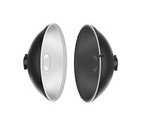 REFLEX CAMERA Silver Beauty Dish Reflector with Honeycomb Grids and White Diffuser Sock for Bowens Mount Studio Strobe Flash Light for ideal Photography Lighting (55cm / 22" Beauty Dish)