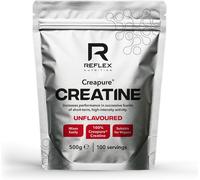 Reflex Nutrition Creapure® Creatine Monohydrate Powder Unflavoured - 100% Creatine for Strength, Muscle Gains & Recovery - No Fillers or Additives - 500g (Vegan Creatine 5g per Serving, 100 Servings)