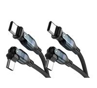 REFLEX POWER 240w 1m Super Fast Charging USB-C Cable 240W, Type C to C PD 240W Charging & Data Sync Cable with Double Bending 180° LED Indicator ends for Mobile Phone, Laptops, Tablets - Twin Pack