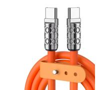 REFLEX POWER Orange 1M USB-C Charger Cable, Soft Silicone, Zinc Alloy Connectors, 5A/100W PD, 480Mbps Data Transfer, Fast Type-C to C Charging Power for iPhone/Android/Ipads (1 Meter)