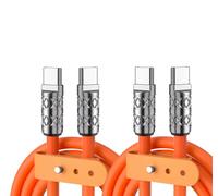 Reflex Power Orange USB-C Charger Cable, Soft Silicone, Zinc Alloy Connectors, 5A/100W PD, 480Mbps Data Transfer, Fast Type-C to C Charging Power for iPhone/Android/Ipads (2, 1 Meter)