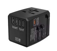 REFLEX POWER Universal Travel Adapter & GaN Charger, 65W PD Worldwide USB C - C charger, 2 USB-A & 3 USB-C Ports, International Travel Adapter for UK/EU/USA/AUS, compatible with iPhone 16/15/14 & iPad