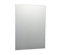 Reflex Sales 50 x 70cm Rectangle Unframed Frameless Bathroom Mirror with Pre-Drilled Holes and Chrome Cap Wall Hanging Fixing Kit Hardware