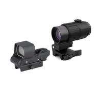 Reflex Sight With G33/G43/G45 3X/5X Magnifier Combo Kit，Multiple Reticle System (4 Adjustable)，Optics Holographic Red Dot Sight & Magnifier Built-in Flip Mount Combo(G45 Combo)