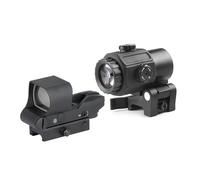 Reflex Sight With G33/G43/G45 3X/5X Magnifier Combo Kit，Multiple Reticle System (4 Adjustable)，Optics Holographic Red Dot Sight & Magnifier Built-in Flip Mount Combo(G43 Combo)