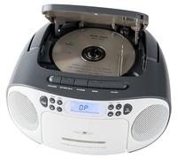 Reflexion CD Player with Cassette and Radio for Mains and Battery Operation (PLL FM Radio, LCD Display, AUX Input, Headphone Jack), White/Grey, RCR2260
