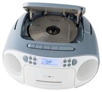 REFLEXION CD Player with Cassette and Radio for Mains and Battery Operation (PLL FM Radio, LCD Display, AUX Input, Headphone Jack), White/Blue, RCR2260