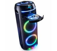 REFLEXION PS10BTCD Mobile Bluetooth Party Speaker, LED Diso Lighting, Including FM PLL Radio and CD Player, 480 Watt, Microphone, Built-in Battery for 10 Hours of Music, Black